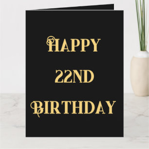 Carte Joyeux 22e anniversaire or jaune vingt-deux ans