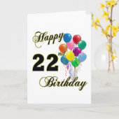 Carte Joyeux 22ème anniversaire avec des ballons (Fleur jaune)