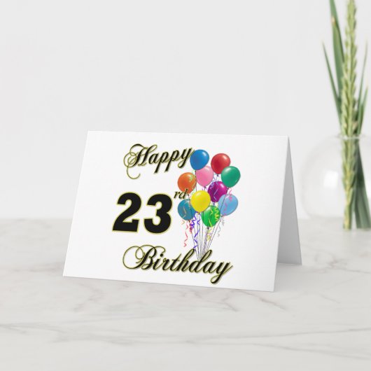 Carte Joyeux 23e anniversaire cadeaux avec ballons (Devant)