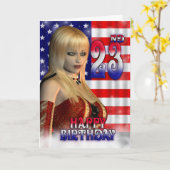 Carte Joyeux 23e anniversaire, drapeau américain, USA (Fleur jaune)