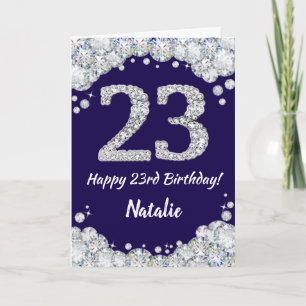 Carte Joyeux 23e anniversaire Marine Bleu et Parties sci