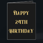 Carte Joyeux 24e anniversaire Or Jaune Vingt-Quatre Âge<br><div class="desc">Conçu avec un modèle de texte jaune doré pour le message "Joyeux 24ème anniversaire" que vous pouvez modifier pour changer l'âge selon vos besoins et aussi l'arrière - plan de couleur personnalisé!</div>