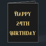 Carte Joyeux 24e anniversaire Or Jaune Vingt-Quatre Âge<br><div class="desc">Conçu avec un modèle de texte jaune doré pour le message "Joyeux 24ème anniversaire" que vous pouvez modifier pour changer l'âge selon vos besoins et aussi l'arrière - plan de couleur personnalisé!</div>