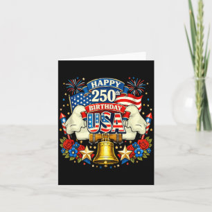 Carte Joyeux 250e Anniversaire Usa Floral 4 Juillet Drap
