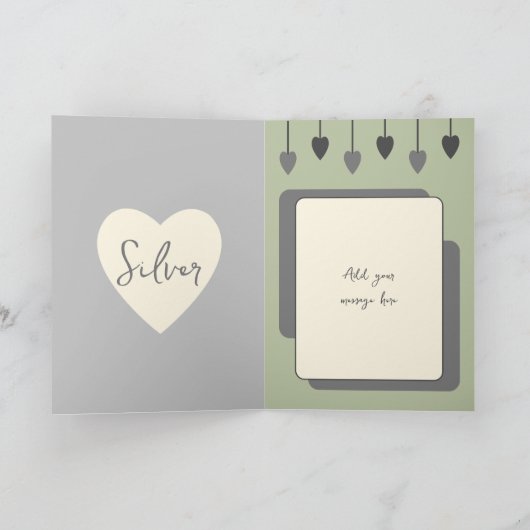 Carte Joyeux 25e anniversaire ajouter des noms gris vert (Intérieur)