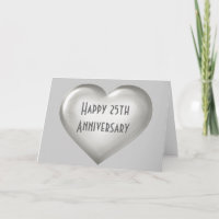 Joyeux 25e Anniversaire cœur en verre argenté
