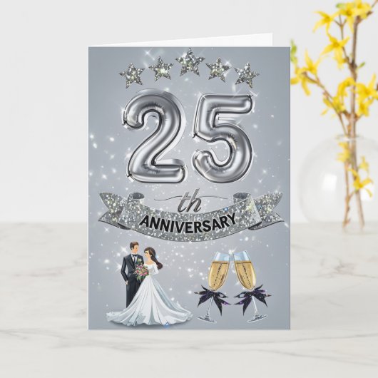 Carte Joyeux 25e anniversaire de Mariage (Fleur jaune)
