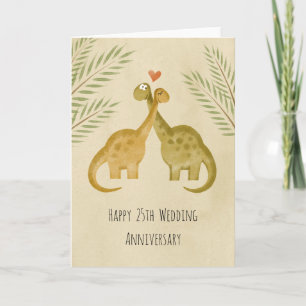 Carte Joyeux 25e anniversaire de Mariage couple Dinosaur