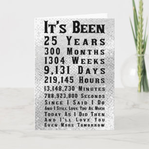 Carte Joyeux 25e anniversaire de Mariage d'argent