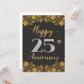 Carte Joyeux 25e anniversaire Mariage d'argent 25 ans (Devant/Arrière en situation)