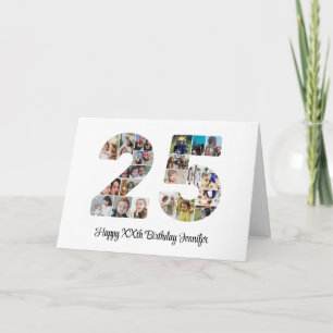 Carte Joyeux 25e anniversaire numéro 25 Collage photo pe