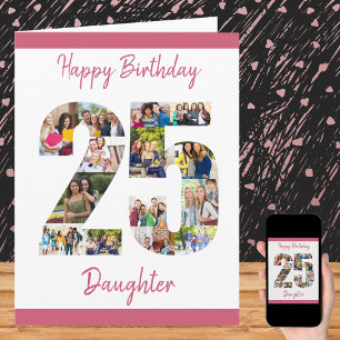 Carte Joyeux 25e Anniversaire Numéro 25 Photo Collage
