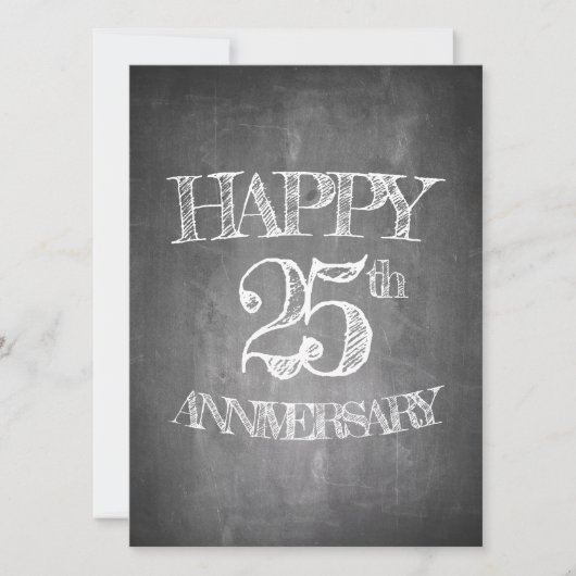 Carte Joyeux 25e anniversaire sur le tableau de craie (Devant)