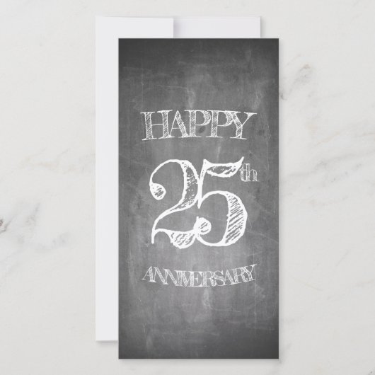 Carte Joyeux 25e anniversaire sur le tableau de craie (Devant)