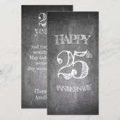 Carte Joyeux 25e anniversaire sur le tableau de craie (Devant / Derrière)
