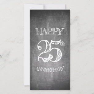 Carte Joyeux 25e anniversaire sur le tableau de craie