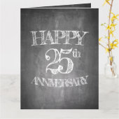Carte Joyeux 25e anniversaire sur le tableau de craie (Fleur jaune)