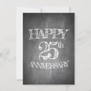 Carte Joyeux 25e anniversaire sur tableau craie
