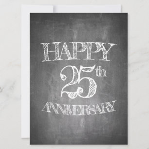Carte Joyeux 25e anniversaire sur tableau craie