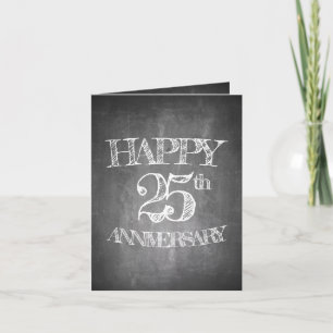 Carte Joyeux 25e anniversaire sur tableau craie