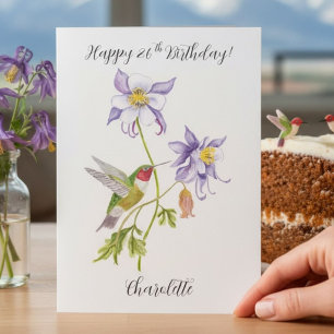 Carte Joyeux 26ème anniversaire Columbine avec Hummingbi