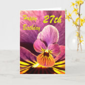 Carte Joyeux 27e Anniversaire Fleur Pensée (Fleur jaune)