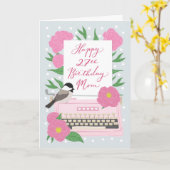 Carte Joyeux 27e anniversaire Maman avec machine à écrir (Fleur jaune)