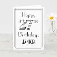 Joyeux 27ème anniversaire, style Art Déco avec nom
