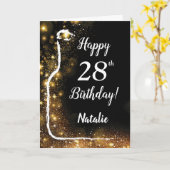 Carte Joyeux 28e anniversaire Black and Gold Parties sci (Fleur jaune)