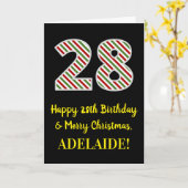 Carte Joyeux 28e anniversaire & Joyeux Noël, Nom personn (Fleur jaune)