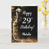 Carte Joyeux 29e anniversaire Black and Gold Parties sci (Fleur jaune)