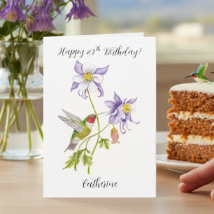 Carte Joyeux 29ème anniversaire Columbine avec Hummingbi