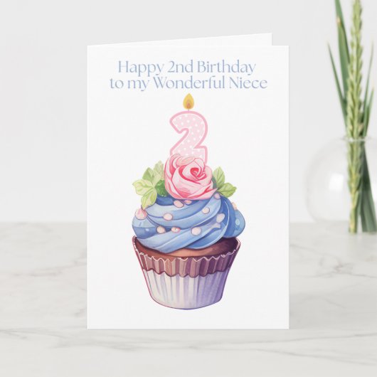 Carte Joyeux 2e anniversaire à ma merveilleuse nièce (Devant)