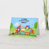 Carte Joyeux 2e anniversaire petit-fils Train d'annivers (Devant)