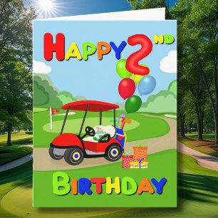 Carte Joyeux 2e anniversaire Red Boys Golf Card