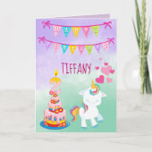 Carte Joyeux 2e anniversaire Unicorn thème bébé fille (Devant)