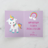 Carte Joyeux 2e anniversaire Unicorn thème bébé fille (Intérieur)