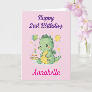 Carte Joyeux 2ème anniversaire fille, Dragon Personnalis
