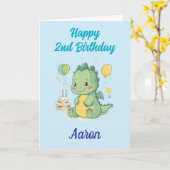 Carte Joyeux 2ème anniversaire, joli dragon, personnalis (Fleur jaune)
