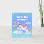 Carte Joyeux 2ème anniversaire Unicorn avec gâteau d'ann (Devant)