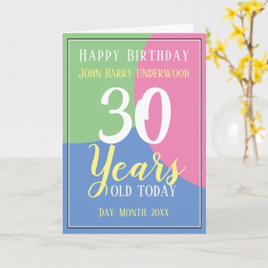 Carte Joyeux 30e anniversaire (Fleur jaune)