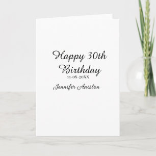 Carte Joyeux 30e anniversaire ajouter nom date élégant s