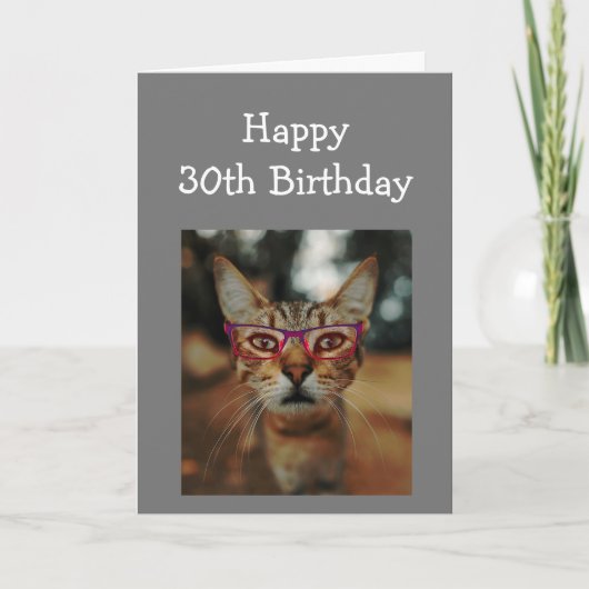 Carte Joyeux 30e anniversaire Conseils amusants Chat ave (Devant)