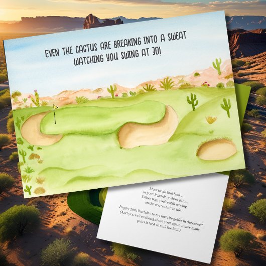 Carte Joyeux 30e anniversaire Desert Golf Course aquarel