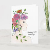 Carte Joyeux 30e anniversaire femme Flowers Illustration (Devant)