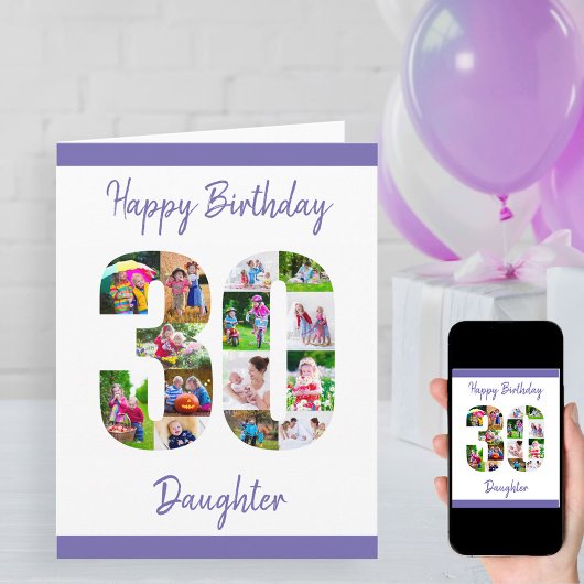 Carte Joyeux 30e anniversaire fille No. 30 Photo Collage