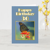 Carte Joyeux 30e anniversaire Monarch Butterfly (Fleur jaune)