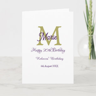 Carte Joyeux 30e Anniversaire monogramme moderne nom gol