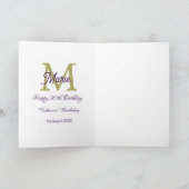 Carte Joyeux 30e Anniversaire monogramme moderne nom gol (Intérieur)