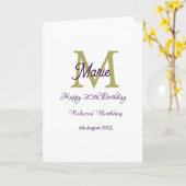 Carte Joyeux 30e Anniversaire monogramme moderne nom gol (Fleur jaune)